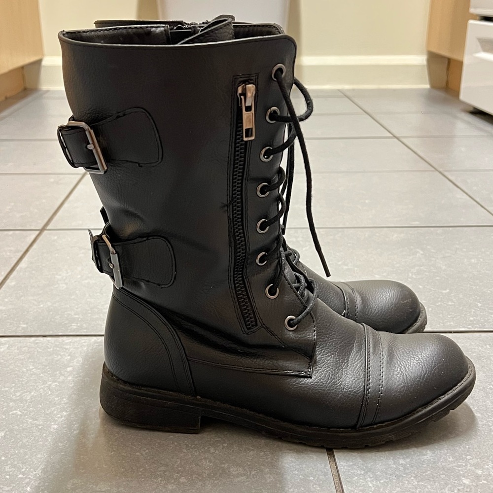 Black combat boots